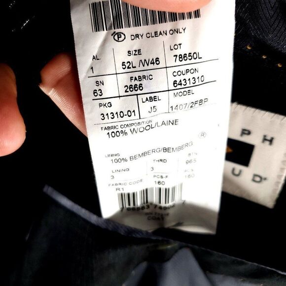 DAMAGED Joseph Abboud Reda Super 110s Wool 2 Button Blazer 48L Gray Windowpane - Picture 10 of 13